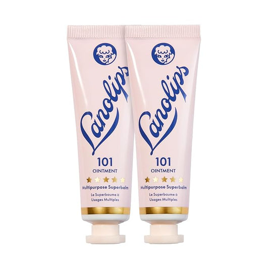 Lanolips 101 Ointment Multi-Balm Duo, Original Superbalm - Contains Pure Lanolin Oil for Smooth, Hydrated, & Healthy Lips - Natural Lip Balm for Dry Lips, Cuticles, & More (2-Pack, 0.52 oz each)-Velvo Beauty