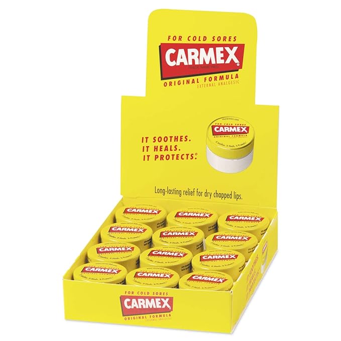 Carmex Moisturizing Lip Balm, Original Flavor, 0.25 oz Jar, 12/Box (LIL62458)-Velvo Beauty