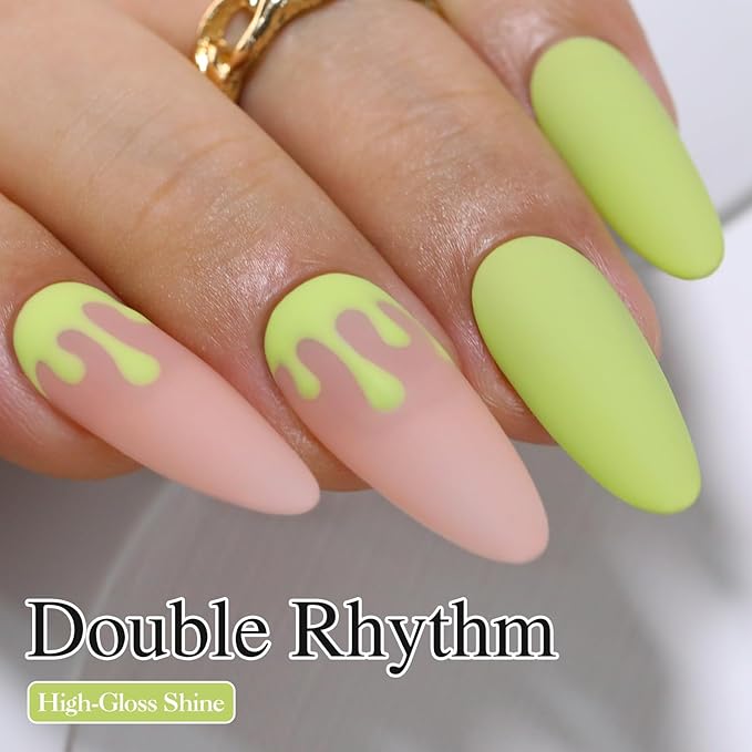 Double Rhythm Pastel Green Gel Polish Sheer Neutral Natural Light Milky Same Color Same Bottle 15ML Jelly UV Nail Art DIY at Home (Pale Green-A1410)-Velvo Beauty