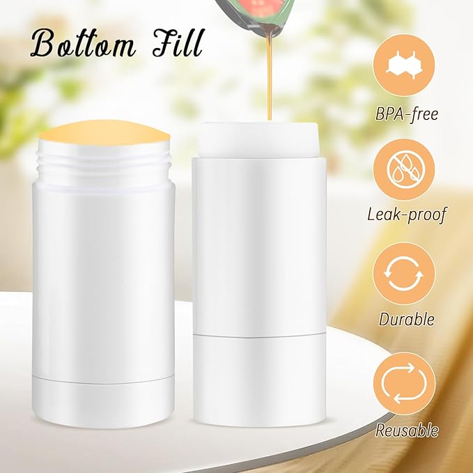 12 Pieces 15g White Plastic Deodorant Containers,Empty 1/2 oz Travel Lip Balm Tubes,Refillable Twist-UP Solid Perfume Tubes,Lipstick Tubes for DIY-Velvo Beauty