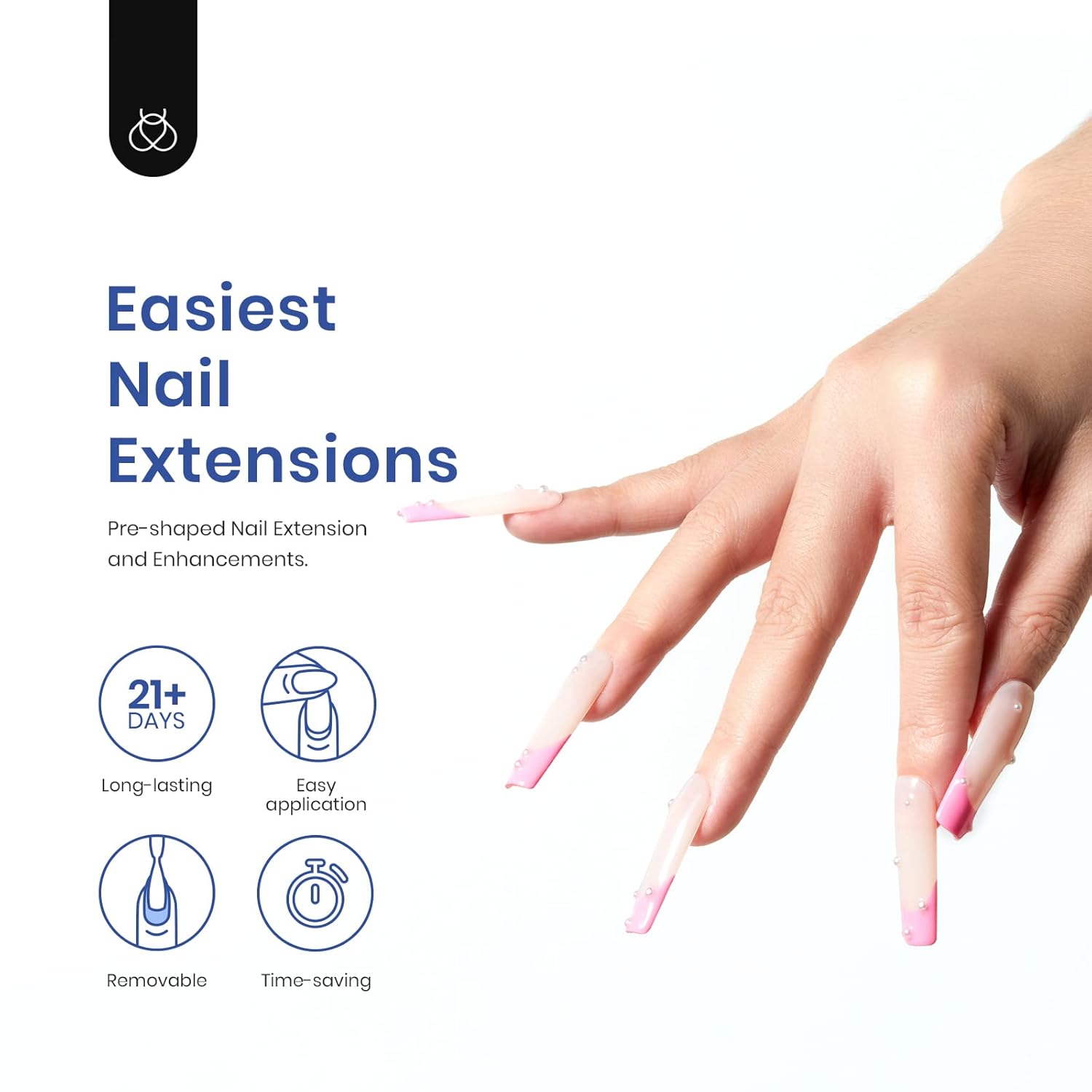 Beetles Gel Nail Kit Easy Extension Set, 240 PCS Long Square Gel Nail Tips Full Cover With 5 In 1 Nail Glue Base Gel and Innovative Uv Led Lamp Easy DIY Gift for Women-Velvo Beauty