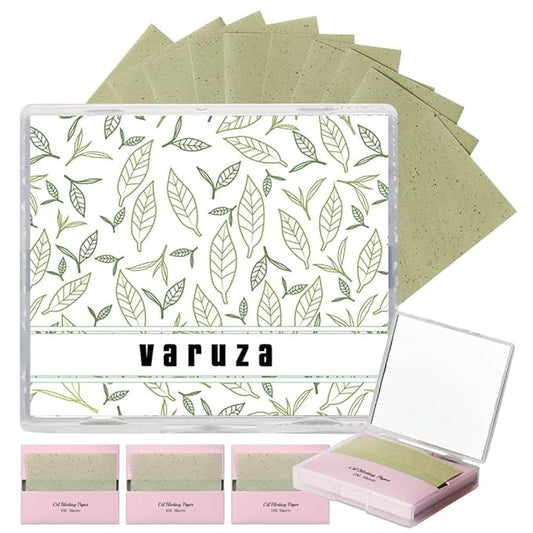 [400 Counts + Mirror Case] Green Tea Natural Oil Blotting Sheets for Face with Mirror Case and Refills-Velvo Beauty