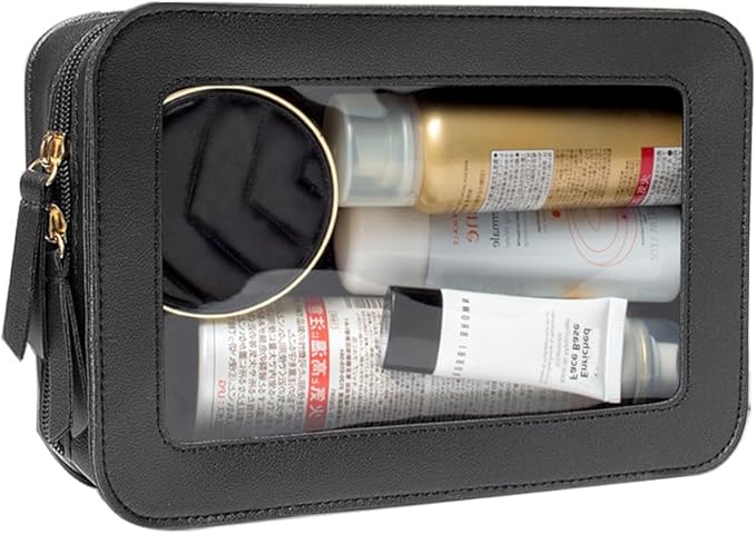 Clear Makeup Bag Small, TSA Approved Portable Toiletry Bag with Zipper Cosmetic Travel Bag Makeup Organizer Case Mini Makeup Pouch for Purse Car Organizer Bag for Women Men-Velvo Beauty
