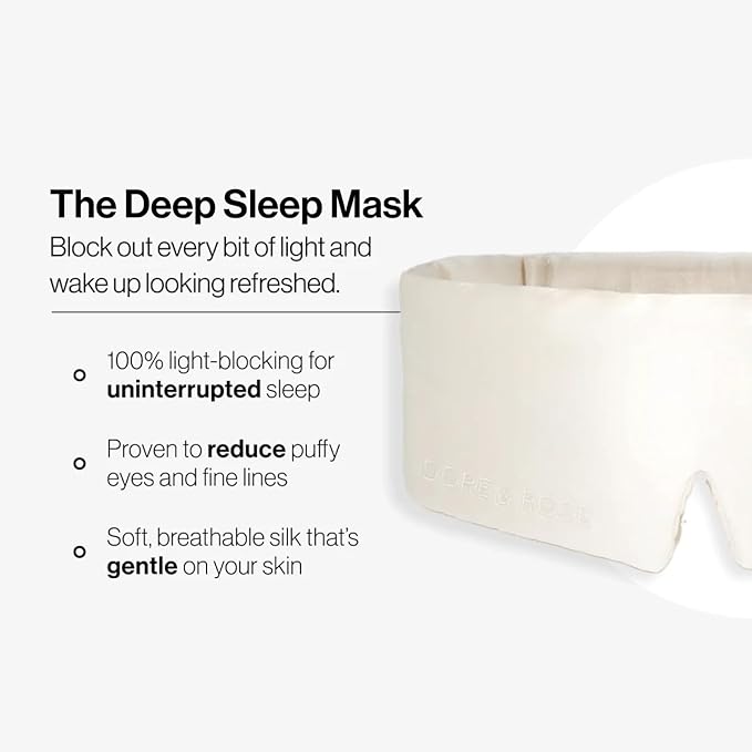 Dore & Rose Deep Sleep Mask Light Blocking, 23 Momme Mulberry Silk Eye Mask, Ultra Soft, Adjustable - Travel Sleeping Mask for Men & Women - Champagne-Velvo Beauty