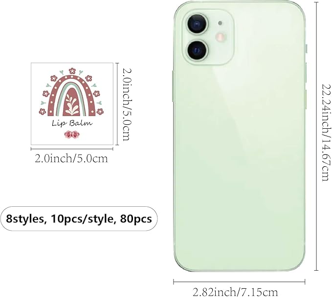 CRASPIRE 80Pcs 8 Styles Lip Balm Sticker Rainbow Self-Adhesive Homemade Lip Balm Labels Vintage Square DIY Label Stickers for Lip Balm Containers Cosmetics Lipsticks-Velvo Beauty