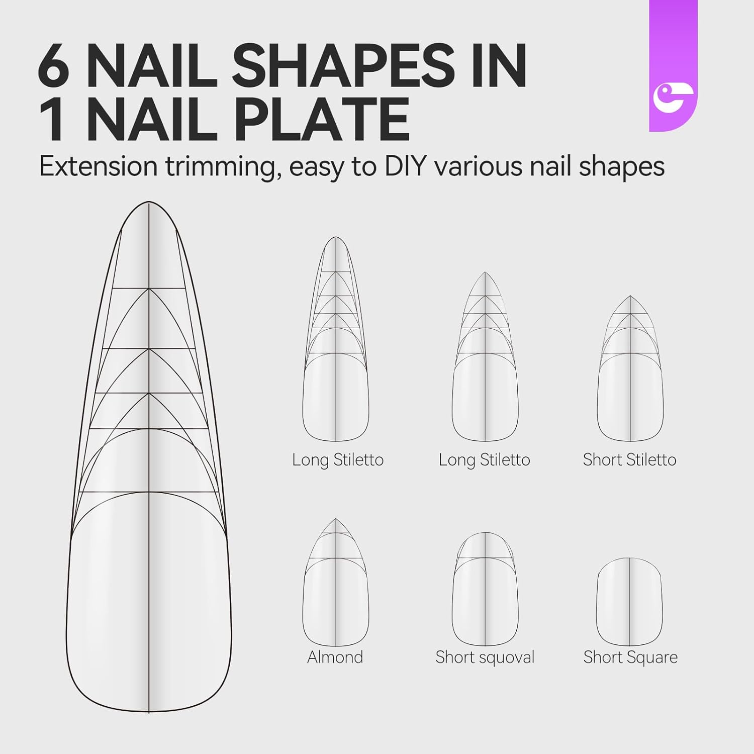 XXL Almond Gel Nail tips: 3 in 1 Gelike ec French Full Matte Guiding Line Nail Tips, Extra Long Gel Nails with Auxiliary Positioning Line, Nail Extension Tips for Beginners 84 Pcs 10 Sizes-Velvo Beauty