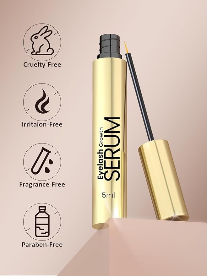 Lash Serum for Eyelash Growth - Natural Lash Enhancing Treatment for Thicker Longer Fuller Looking Eyelashes & Advanced Formula Vegan & Cruelty-Free for Sensitive Eyes, Nightly Use Girls (5ML)-Velvo Beauty