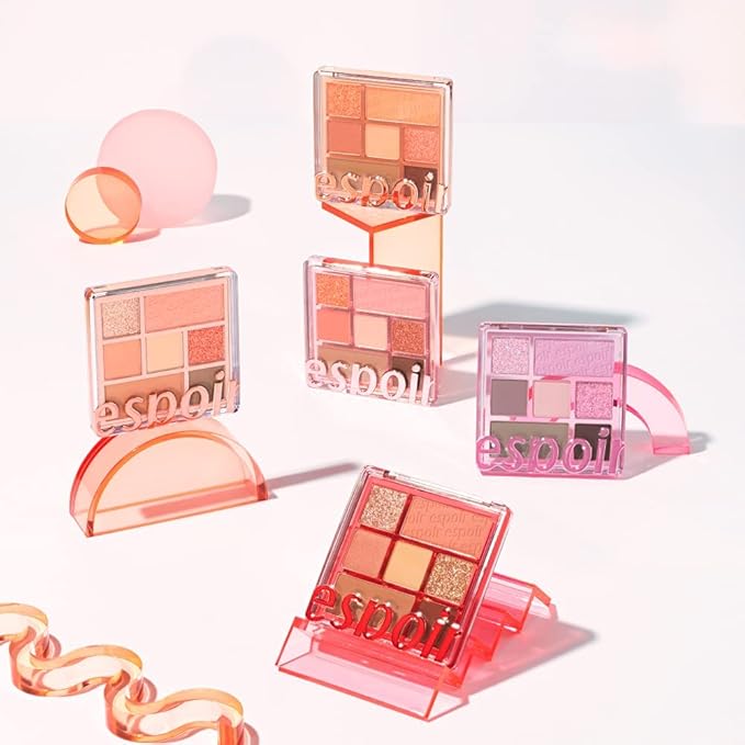 Espoir Real Eye Palette #1 Peachy Like (Warm Peach Color Filter) | Multi-Use Long-Lasting Colors with Sparkling Glitter for Eyeshadow Base and Cheeks Makeup-Velvo Beauty