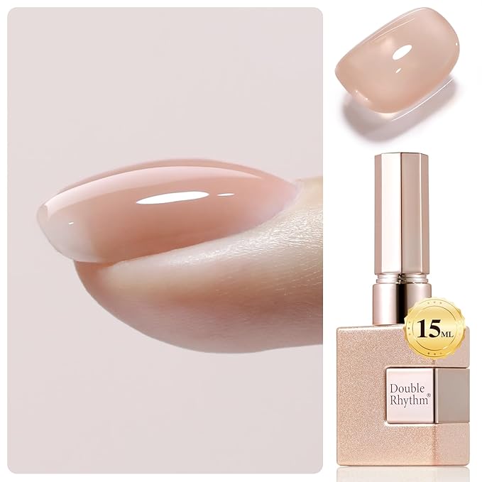 Double Rhythm Clear Gel Nail Polish 15ml Nail Strengthener in a Bottle Nail Extension Hard Gel Soak Off Long Lasting UV Gel (Light Nude 8 in 1-6)-Velvo Beauty