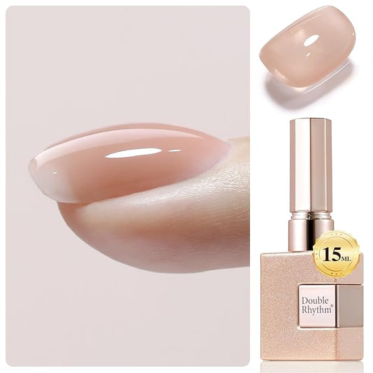 Double Rhythm Clear Gel Nail Polish 15ml Nail Strengthener in a Bottle Nail Extension Hard Gel Soak Off Long Lasting UV Gel (Light Nude 8 in 1-6)-Velvo Beauty