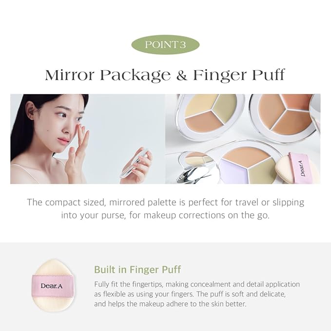 Dr.Althea Dear.A Perfect Cover Concealer Palette - Vegan Fomula, Conceal, Cover, Correct, Contour, Highlight, Multi concealer balette, Finger puff included (C03)-Velvo Beauty