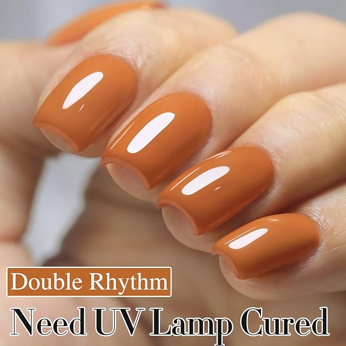 Double Rhythm Translucent Gel Polish Sheer Neutral Natural Light Milky Same Color Same Bottle 15ML Jelly UV Nail Polish Nail Art DIY at Home (Brown Orange-A1447)-Velvo Beauty
