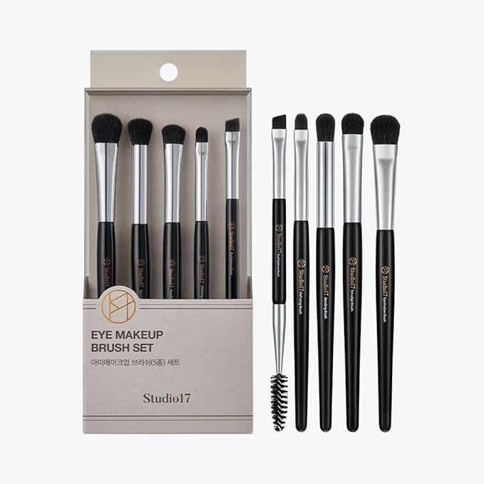 Eye Makeup Brush Set 5 Pcs | Small & Portable Eye Shadow Brushes | Korean Eye Makeup Brushes | Premium Synthetic Bristles for Professionals-Velvo Beauty