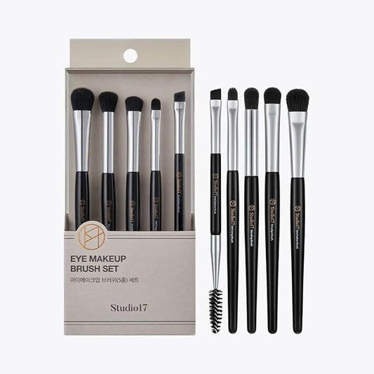 Eye Makeup Brush Set 5 Pcs | Small & Portable Eye Shadow Brushes | Korean Eye Makeup Brushes | Premium Synthetic Bristles for Professionals-Velvo Beauty