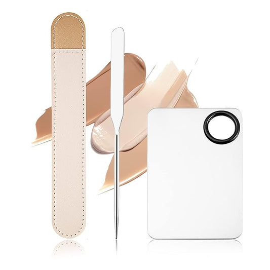 DAGEDA Stainless Steel Makeup Spatula Set, Makeup Mixing Palette Make up Spatula Tool, Foundation Spatula Makeup Foundation Mixing Pigment Palette, Cosmetic Spatula Foundation Palette Make up Tool-Velvo Beauty