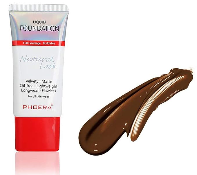 AQUAPURITY PHOERA Full Coverage Foundation New Formula Waterproof Long Lasting Oil Free Velvet Matte Liquid Foundation for Oily Skin Flawless Makeup Base Cream Concealer (110 Truffle)-Velvo Beauty