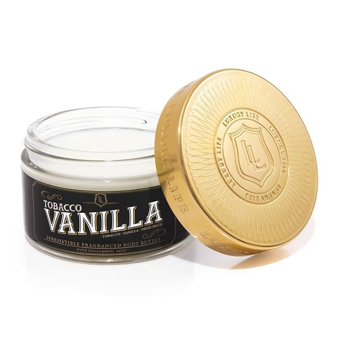 LUXURY LIFE BUTTER - Irresistibly Scented Body Butter with Hyaluronic Acid for Ultimate Moisture. Luxurious Natural Fragrance. Hydrates for a Non-Greasy Glamorous Glow, Tobacco Vanilla, 5 oz.-Velvo Beauty
