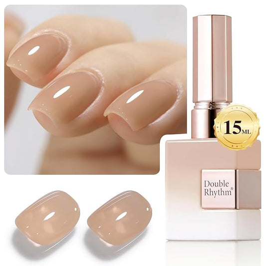 Double Rhythm 0.50 OZ Translucent Gel Polish Same Color Same Bottle Sheer Pastel Neutral Natural Milky 15 ML Jelly UV Nail Art DIY at Home (Translucent Tea-A1496)-Velvo Beauty