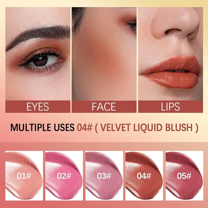 Velvet Liquid Blush, Natural Matte Finish Looking, Dewy Cheek Tint, Soft Cream Face Blush,Moisturizing Lightweight Blendable Feel,Long-Lasting 0.25 oz/7.5ml - 01#-Velvo Beauty