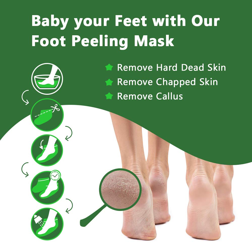 Foot Peeling Mask Moisturizing Socks 5Pairs, Foot Mask Remove Dead Skin, Rough Callus and Cracked Heels, Dry Skin Moisturizer for Soft and Smooth Baby Touch Feet (Tea Tree)-Velvo Beauty
