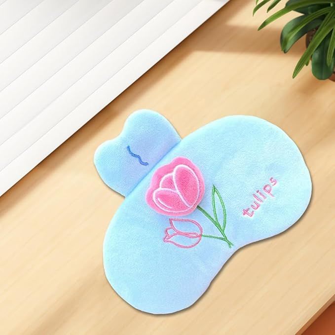 PERFECTSIGHT Sleep Eye Masks, Cute Plush Sleep Eye Cover Lightweight Adjustable Eyeshade Faux Fur Mask Cover for Women Men Sleep Travel Nap, Blue Tulip-Velvo Beauty