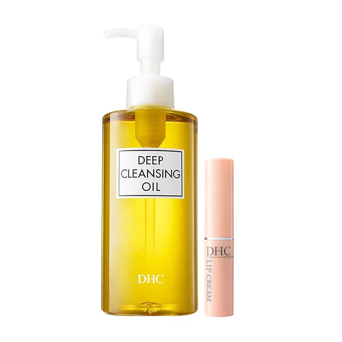 DHC Deep Cleansing Oil and Lip Cream, Facial Cleansing Oil, Makeup Remover, Hydrating, Moisturizing, Soothing, Set, Fragrance and Colorant Free, Ideal for all skin types, 6.7 fl. oz. and 0.05 oz.-Velvo Beauty