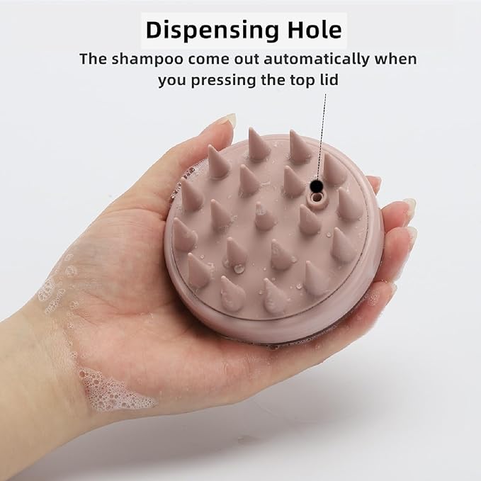 BTYMS Hair Scalp Scrubber Shampoo Brush with Dispenser, Silicone Scalp Massager Exfoliating Brush for Dandruff Removal-Velvo Beauty