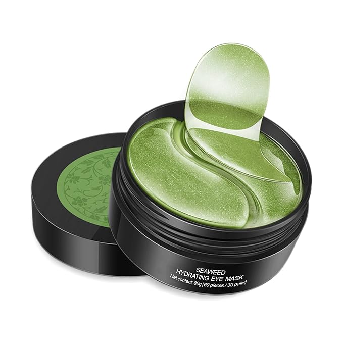 Seaweed Under Eye Masks, Moisturizing, Nourishing, Improving Dark Circles, Whitening, Wrinkles, Provides Protein, Vitamins, Collagen, Hyaluronic Acid, 30 Pairs-Velvo Beauty