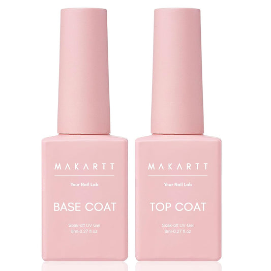 Makartt Gel Top Coat and Base Coat Kit: Clear Gloss Shiny No Wipe Stain Resistant General Top Coat Nail Polish UV and Primer for Acrylic Nails Dip Powder Gel Nail Polish Beauty Gift-Velvo Beauty