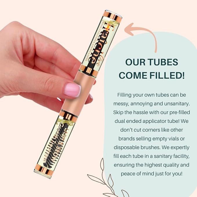 Organic Castor Oil Lash Serum for Hair Growth, 100% Pure Eyebrow Eyelash Growth Serum, Cold Pressed Hexane Free (2oz Glass Bottle + FILLED Mascara Tube)-Velvo Beauty