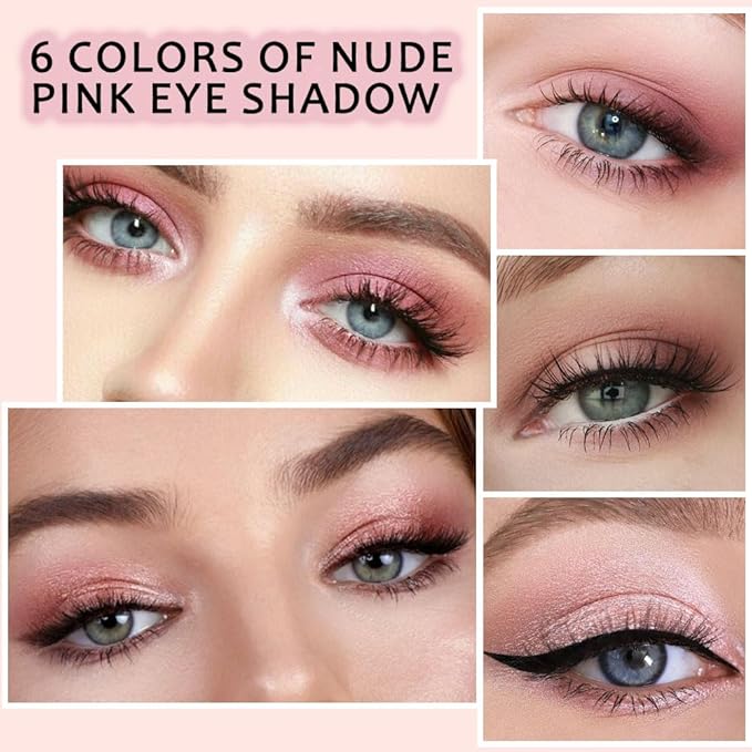 6 Colors Nude Champagne Gold Matte Shimmer Eyeshadow Palette for Eye Makeup,High Pigmented Brown Eye Shadow Primers Powder Palet de sombras de ojos-Velvo Beauty