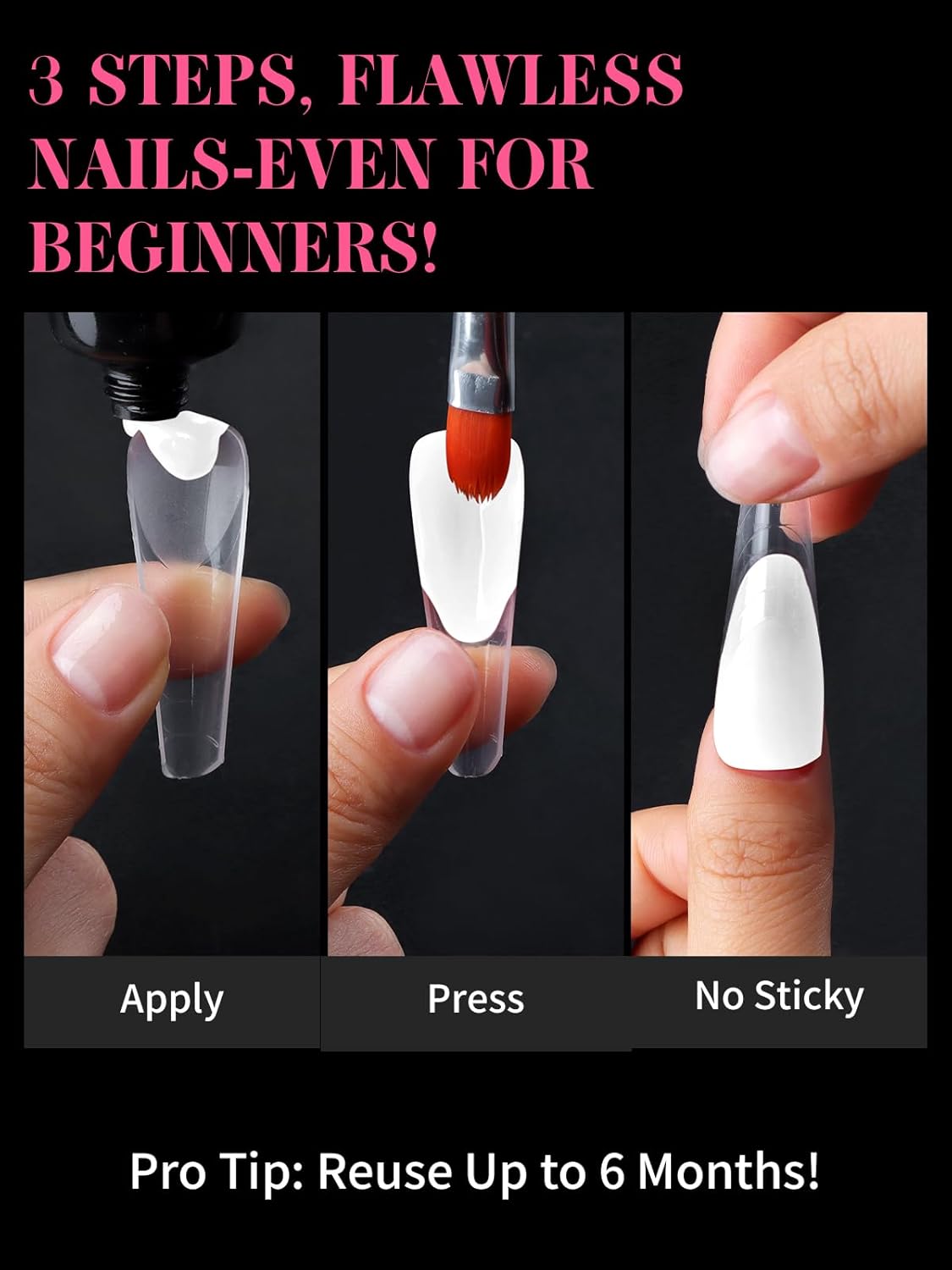 EBANKU Dual Nail Forms for Poly Extension Gel, 150 PCS Clear Coffin Nail Molds Reusable 15 Sizes Nail Extension Forms for Builder Gel Manicure Design Salon DIY-Velvo Beauty