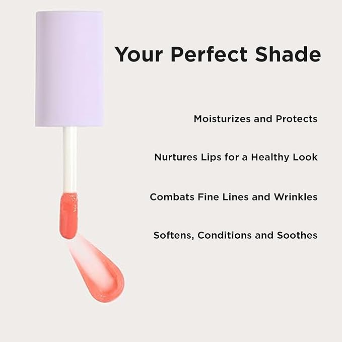 Côte Beauty The Necessity Peptide Lip Shine in Branson - Plumping Coral Lip Gloss with Hyaluronic Acid, Shea Butter & Jojoba Oil - Non-Sticky, Long-Lasting Hydrating Formula-Velvo Beauty