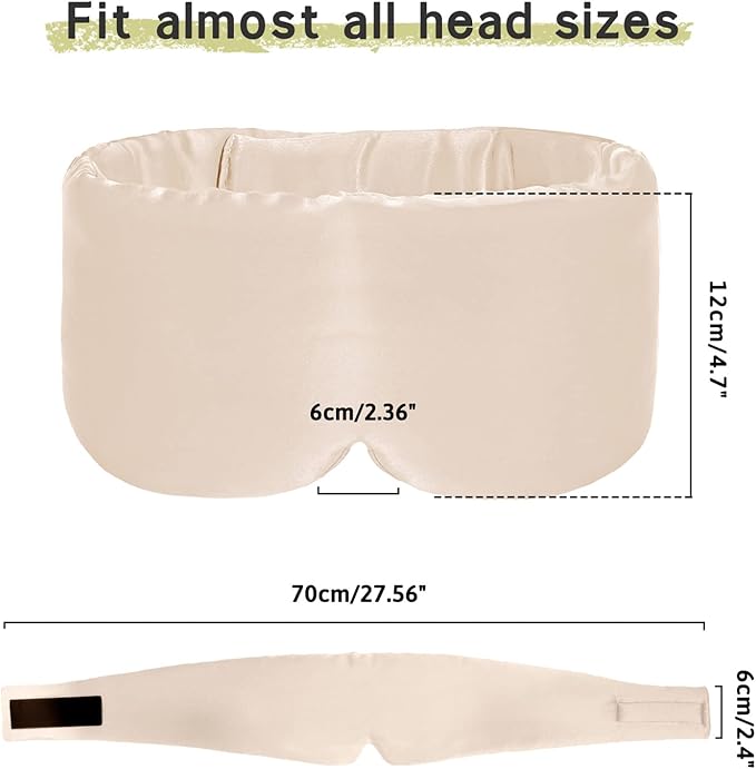 2pcs 100% Handmade Bamboo Sleeping Eye Mask for Women for Men,Night Masks,Organic Sleep Mask,Blockout Eye Mask for Sleeping,Large Size Adjustable (Apricot & Dark Grey)-Velvo Beauty