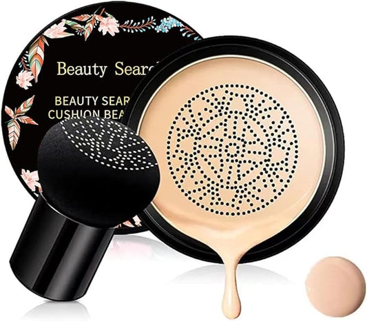 Beauty Glazed Mushroom Head Air Cushion CC Cream Foundation Cover Concealer Makeup Moisturizing Brightening Pigment Liquid Foundation, Even Skin Tone Makeup Base BB # 02 Naturel-Velvo Beauty