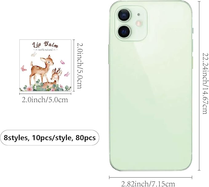 CRASPIRE 80Pcs 8 Styles Lip Balm Sticker Animals Self-Adhesive Cartoon Monkey Lion Homemade Lip Balm Containers Labels Vintage Square DIY Label Paper Sticker for Woman Cosmetics Lipsticks Decor-Velvo Beauty