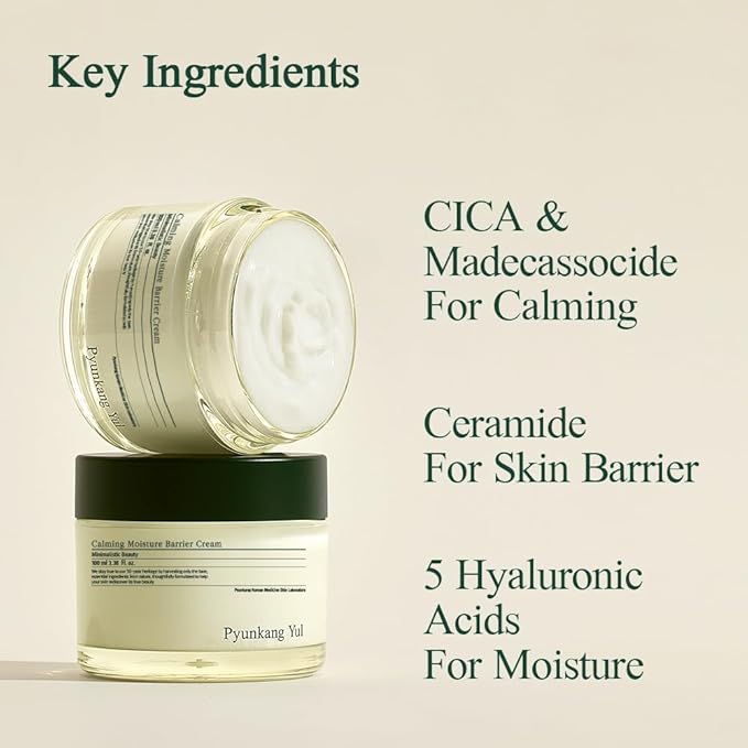 Pyunkang Yul PKY Calming Moisture Barrier Cream Instantly Soothes Sensitive Skin, Hyaluronic Acid & Ceramide for Hydration, Vegan, Korean Skincare (3.38 Fl. Oz, 100ml)-Velvo Beauty