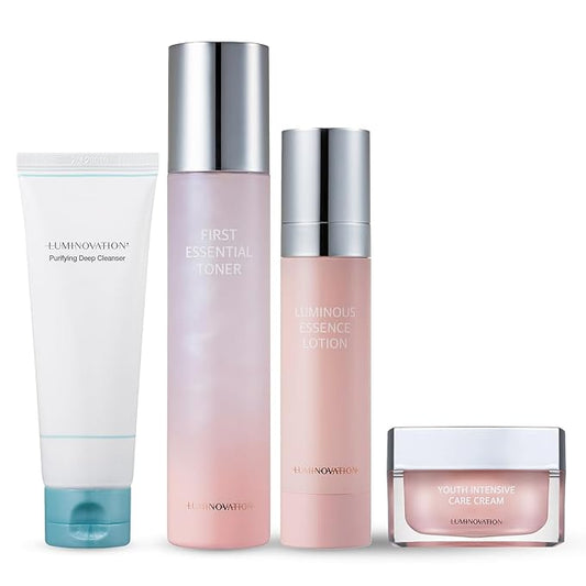 Mannatech | Luminovation K-Beauty System - 4-Step Korean Skincare Set: Purifying Deep Cleanser, First Essential Toner, Luminous Essence Lotion, and Youth Intensive Care Cream. K Skin Care Sets & Kits-Velvo Beauty