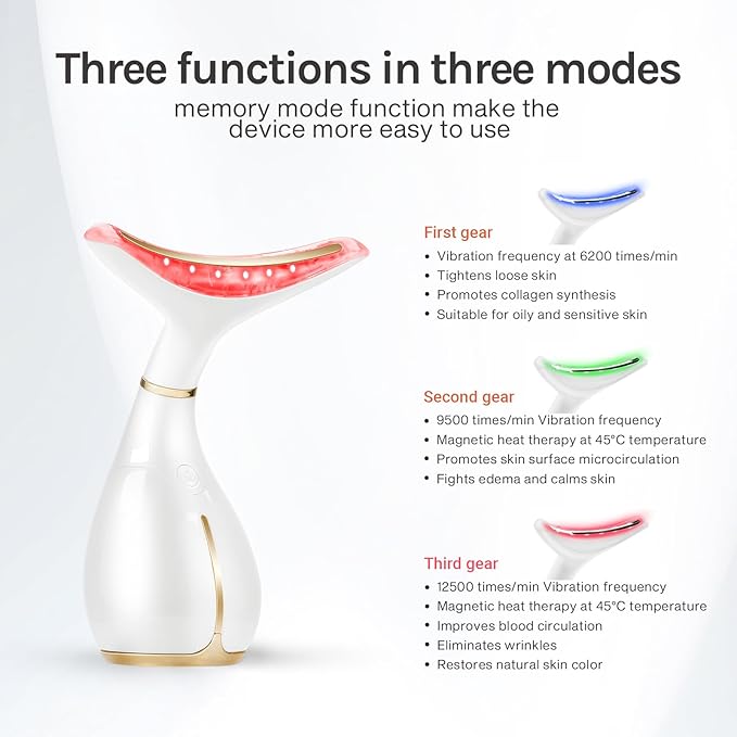 Ms.W Red Light Facial Massager, Face Massager Tool for Skin Care with LED, Thermal, and Vibration,Tightenings and Rejuvenation for Face and Neck-Velvo Beauty