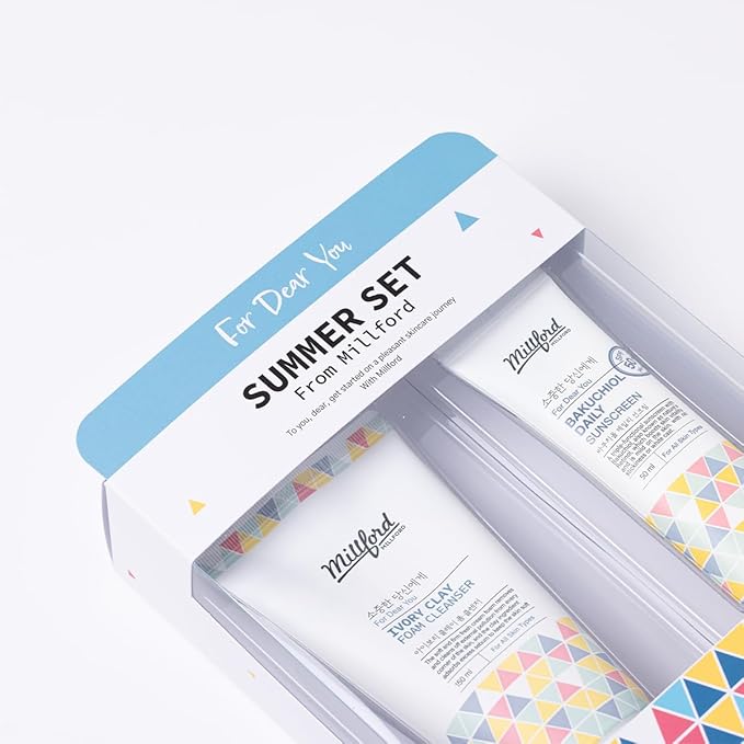 Summer Set with Ivory Foam Cleanser and Bakuchiol Daily Sun Moisturizer, Korean Skin Care, Firm and Soft Cream Foam, Sun Protection, Moisturizing, No White Cast, Quick Absorption, Gift Set-Velvo Beauty