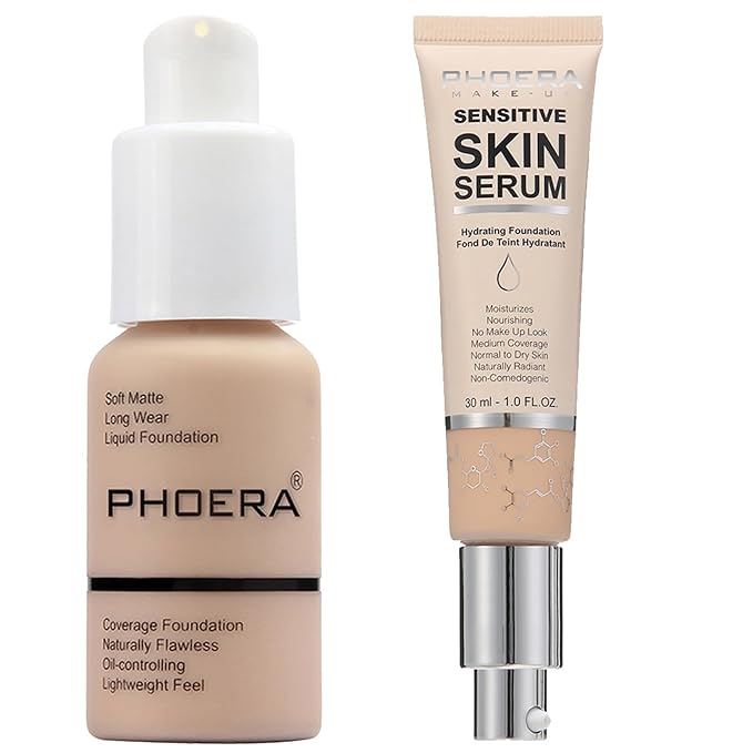 PHOERA Foundation Full Coverage,and Medium Coverage 2024 New PHOERA Foundation Makeup for Mature Skin, Lightweight Wrinkles Matte Natural Finish for a Flawless Complexion(102+N02/Nude+Nude)-Velvo Beauty