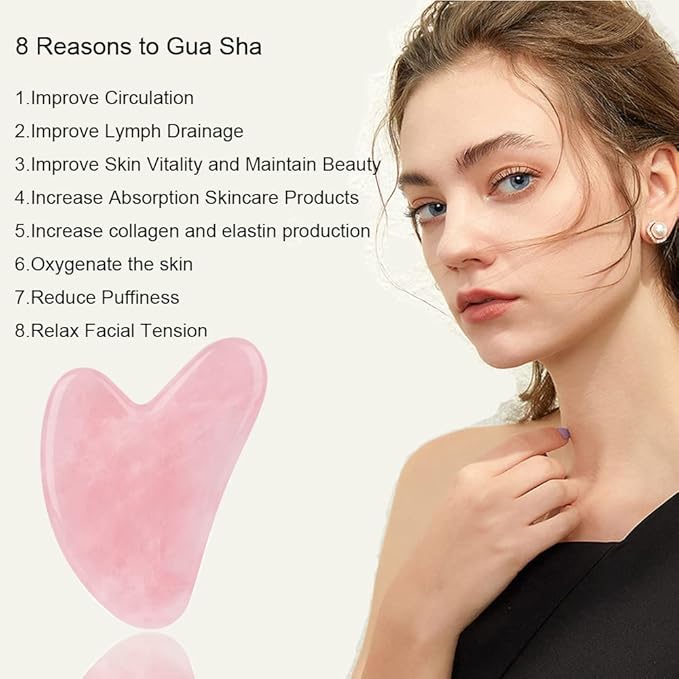 Ditind Rose Quartz Gua Sha Facial Tools, GuaSha for Toxins/Prevents Wrinkles for Spa Acupuncture Therapy Trigger Point Treatment-Velvo Beauty