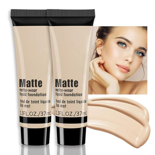 2 Pack Liquid Foundation Cream for Face Makeup,Durable Full Coverage Matte Concealer Make Up,Oil Control & Waterproof Base Primer -1+1 Fl.Oz-BEIGE 1#-Velvo Beauty