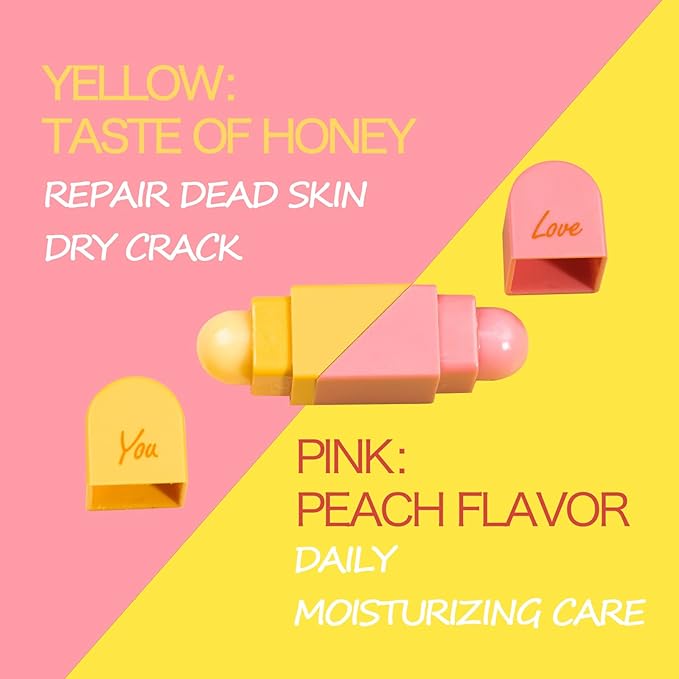 Heart Shaped Dual-use Deformable Lip Balm Stick - Honey,One end is colorless, while the other end is pink can be used as makeup, lipstick Peach. Repair, Keep Lips Moisturized, Gifts-Velvo Beauty