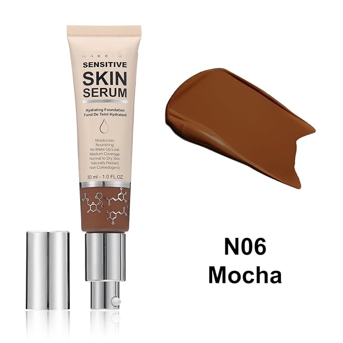 MAEPEOR Hydrating Foundation 6 Colors Full Coverage Liquid Foundation Naturally Mattle Oil-Control Foundation for All Skin Tone (06 Mocha)-Velvo Beauty