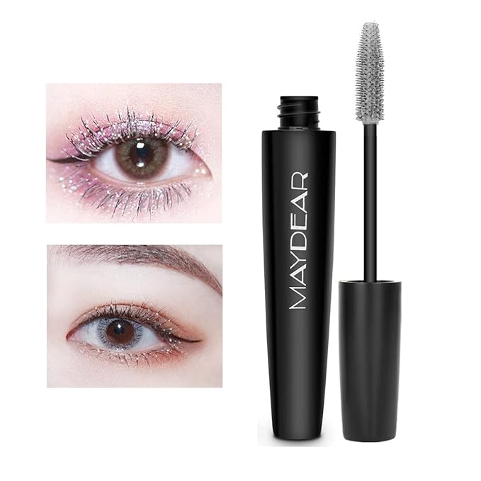 Maydear Silver Colored Mascara – Waterproof, Long Lasting, Smudge-Proof, Fast-Drying Lengthening Mascara for Party & Stage Make-Velvo Beauty