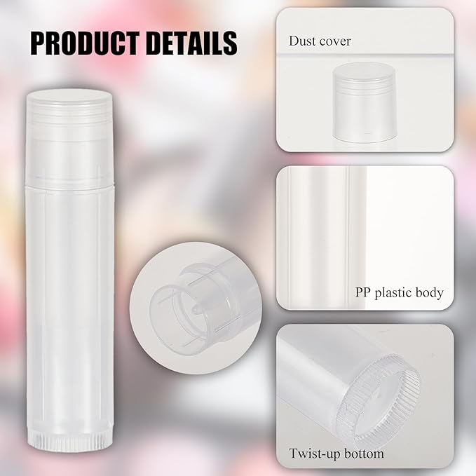 NICENEEDED 15 Pcs Lip Balm Tubes, Empty DIY Lipstick Tubes, Refillable 5g Lip Balm Containers Plastic Lip Gloss Tubes Deodorant Containers with White Caps Twist Tubes for making Gifts, Travel-Velvo Beauty
