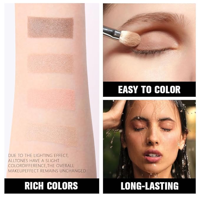 evpct Eyeshadow Quad Palette, Taupe Bronze Champagne Peach Pink Nude Glitter Shimmer Metallic Matte High Pigment Eye Shadow Palette Makeup for older Women, Smudge Proof Vegan Cruelty-free Sheerly Nude-Velvo Beauty