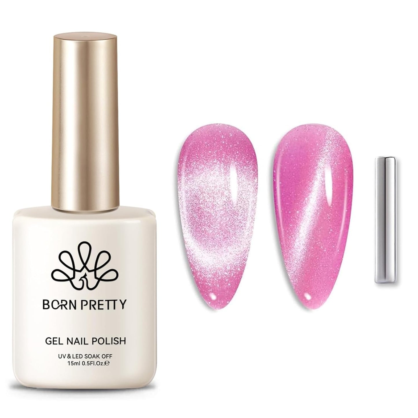 Born Pretty Cat Magnetic Eye Gel Nail Polish,Pink Glitter Cat Magnetic Gel Nail Polish Love Letter Magnetic Nail Polish for Nail Art Manicure Salon DIY at Home 15ML-Velvo Beauty