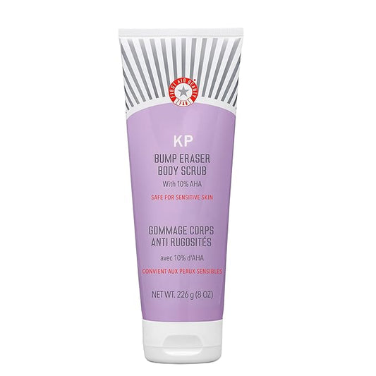 First Aid Beauty - KP Bump Eraser Body Scrub with 10% AHA, Keratosis Pilaris Skin Exfoliator with Glycolic and Lactic acids, Helps Reduce Chicken Skin Bumps, Safe for Sensitive Skin, 8 oz-Velvo Beauty